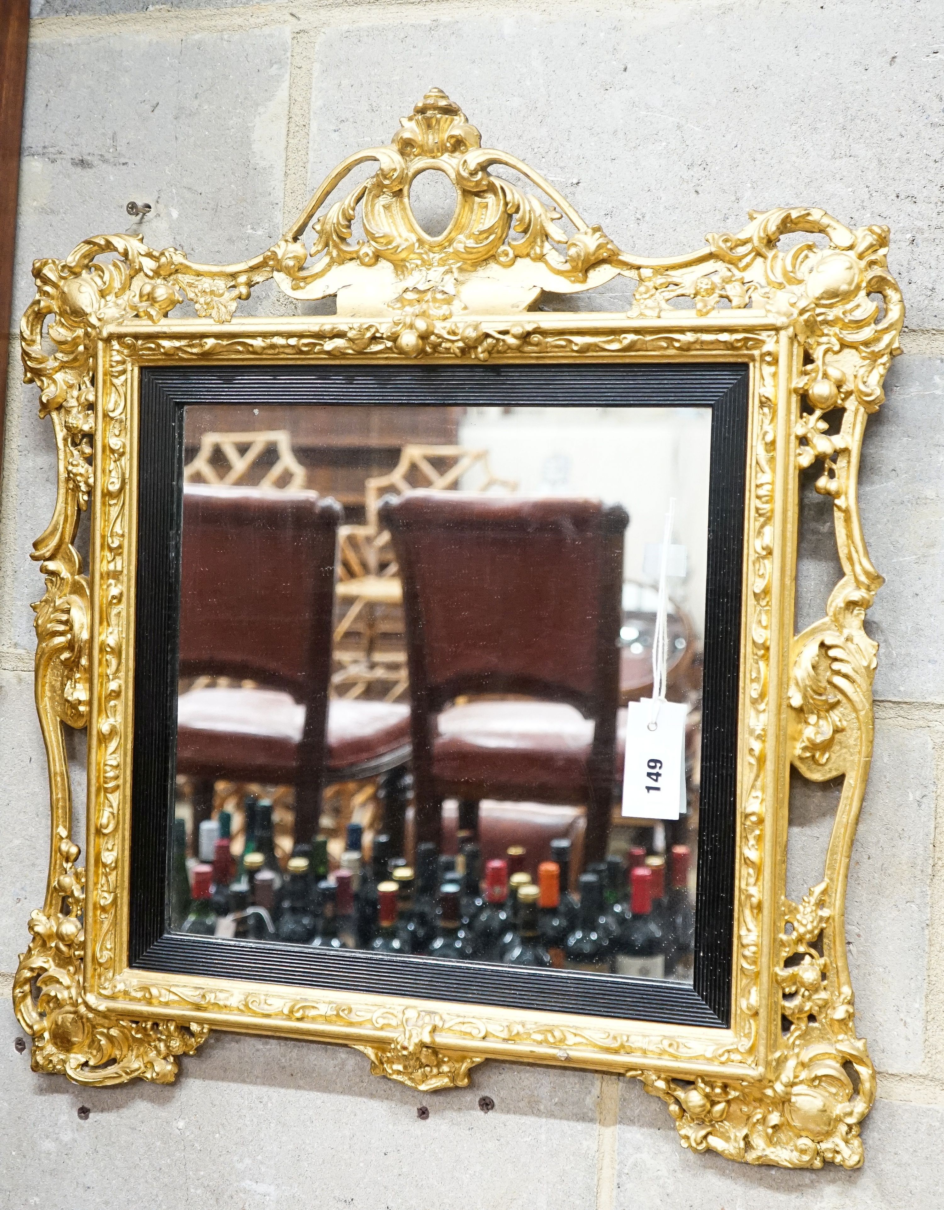 A Victorian gilt gesso wall mirror, width 58cm, height 66cm